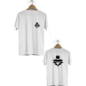 Hero Tasarım BLL2900 Beyaz Gizli Sekme Ön Arka Baskılı Bisiklet Yaka Kısa Kollu Erkek T-shirt