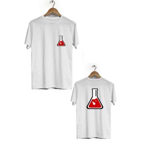 Hero Tasarım BLL2901 Beyaz Kimya Ön Arka Baskılı Bisiklet Yaka Kısa Kollu Erkek T-shirt
