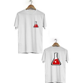 Hero Tasarım BLL2901 Beyaz Kimya Ön Arka Baskılı Bisiklet Yaka Kısa Kollu Erkek T-shirt