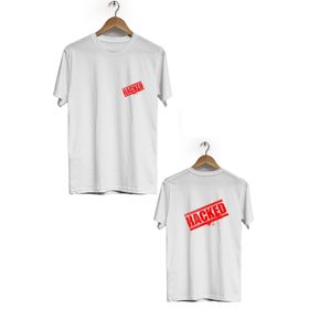 Hero Tasarım BLL2904 Beyaz Hacked Ön Arka Baskılı Bisiklet Yaka Kısa Kollu Erkek T-shirt