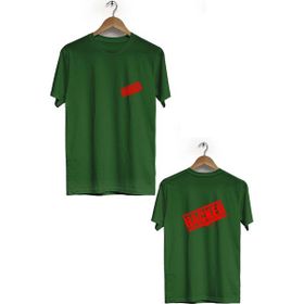 Hero Tasarım BLL2904 Haki Hacked Ön Arka Baskılı Bisiklet Yaka Kısa Kollu Erkek T-shirt