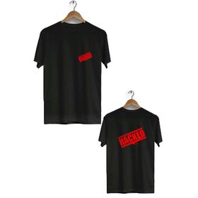 Hero Tasarım BLL2904 Siyah Hacked Ön Arka Baskılı Bisiklet Yaka Kısa Kollu Erkek T-shirt