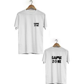 Hero Tasarım BLL2905 Beyaz Game Zone Ön Arka Baskılı Bisiklet Yaka Kısa Kollu Erkek T-shirt
