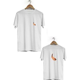 Hero Tasarım BLL291 Beyaz Kadın Ön Arka Baskılı Bisiklet Yaka Kısa Kollu Erkek T-shirt