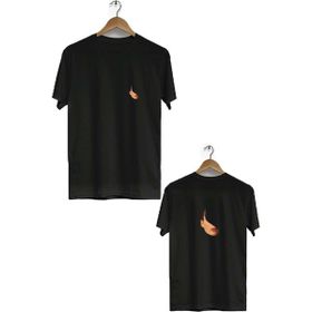 Hero Tasarım BLL291 Siyah Kadın Ön Arka Baskılı Bisiklet Yaka Kısa Kollu Erkek T-shirt
