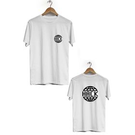 Hero Tasarım BLL2911 Beyaz Hack Ön Arka Baskılı Bisiklet Yaka Kısa Kollu Erkek T-shirt