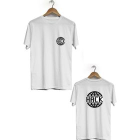 Hero Tasarım BLL2911 Beyaz Hack Ön Arka Baskılı Bisiklet Yaka Kısa Kollu Erkek T-shirt