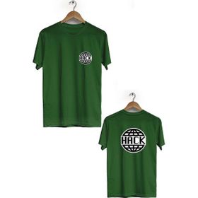 Hero Tasarım BLL2911 Haki Hack Ön Arka Baskılı Bisiklet Yaka Kısa Kollu Erkek T-shirt