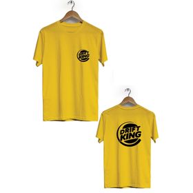 Hero Tasarım BLL2918 Sarı Drift King Ön Arka Baskılı Bisiklet Yaka Kısa Kollu Erkek T-shirt