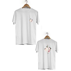 Hero Tasarım BLL292 Beyaz Kadın Ön Arka Baskılı Bisiklet Yaka Kısa Kollu Erkek T-shirt