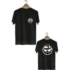 Hero Tasarım BLL2924 Siyah Gizli Sekme Ön Arka Baskılı Bisiklet Yaka Kısa Kollu Erkek T-shirt
