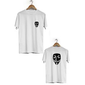 Hero Tasarım BLL2933 Beyaz Hacker Ön Arka Baskılı Bisiklet Yaka Kısa Kollu Erkek T-shirt