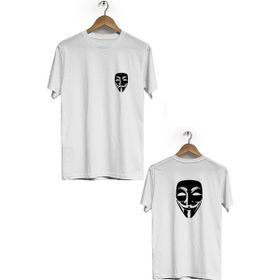Hero Tasarım BLL2933 Beyaz Hacker Ön Arka Baskılı Bisiklet Yaka Kısa Kollu Erkek T-shirt