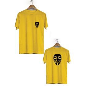 Hero Tasarım BLL2933 Sarı Hacker Ön Arka Baskılı Bisiklet Yaka Kısa Kollu Erkek T-shirt