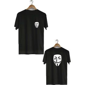 Hero Tasarım BLL2933 Siyah Hacker Ön Arka Baskılı Bisiklet Yaka Kısa Kollu Erkek T-shirt