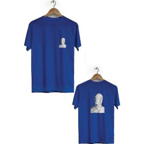 Hero Tasarım BLL297 Lacivert Gazeteye Sarılmış Adam Ön Arka Baskılı Bisiklet Yaka Erkek T-shirt
