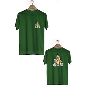 Hero Tasarım BLL3001 Sarı Fred Çakmaktaş Ön Arka Baskılı Bisiklet Yaka Kısa Kollu Erkek T-shirt