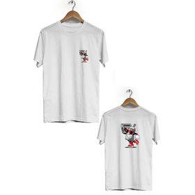 Hero Tasarım BLL3117 Beyaz Grafiti Ön Arka Baskılı Bisiklet Yaka Erkek T-shirt