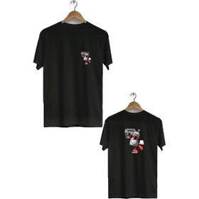Hero Tasarım BLL3117 Siyah Grafiti Ön Arka Baskılı Bisiklet Yaka Erkek T-shirt