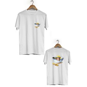 Hero Tasarım BLL3160 Beyaz Naruto Ön Arka Baskılı Bisiklet Yaka Kısa Kollu Erkek T-shirt