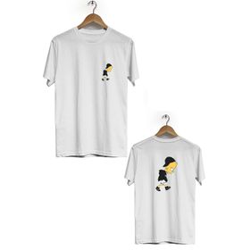 Hero Tasarım BLL3163 Beyaz Simpson Ön Arka Baskılı Bisiklet Yaka Kısa Kollu Erkek T-shirt