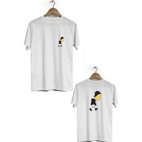 Hero Tasarım BLL3163 Beyaz Simpson Ön Arka Baskılı Bisiklet Yaka Kısa Kollu Erkek T-shirt