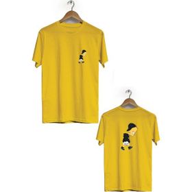 Hero Tasarım BLL3163 Sarı Simpson Ön Arka Baskılı Bisiklet Yaka Kısa Kollu Erkek T-shirt