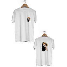 Hero Tasarım BLL3164 Beyaz One Piece Ön Arka Baskılı Bisiklet Yaka Kısa Kollu Erkek T-shirt