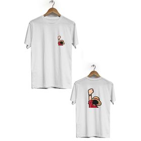 Hero Tasarım BLL3165 Beyaz One Piece Ön Arka Baskılı Bisiklet Yaka Kısa Kollu Erkek T-shirt