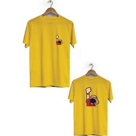 Hero Tasarım BLL3165 Sarı One Piece Ön Arka Baskılı Bisiklet Yaka Kısa Kollu Erkek T-shirt