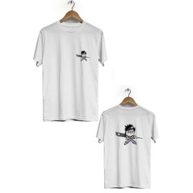 Hero Tasarım BLL3167 Beyaz Zabuza Naruto Ön Arka Baskılı Bisiklet Yaka Kısa Kollu Erkek T-shirt