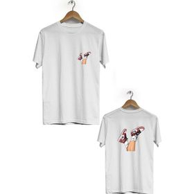 Hero Tasarım BLL3222 Beyaz Spor Ayakkabı Ön Arka Baskılı Erkek T-shirt