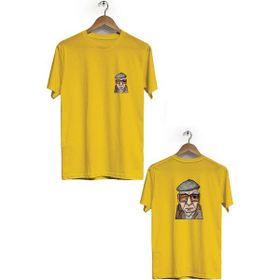 Hero Tasarım BLL3246 Sarı Yaşar Kemal Ön Arka Baskılı Bisiklet Yaka Erkek T-shirt