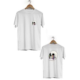 Hero Tasarım BLL3262 Beyaz Kuru Kafa Ön Arka Baskılı Bisiklet Yaka Kısa Kollu Erkek T-shirt
