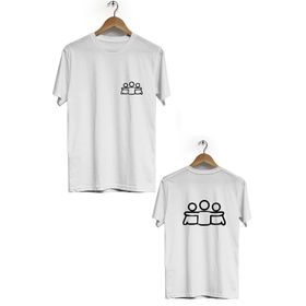 Hero Tasarım BLL3263 Beyaz Dostluk Ön Arka Baskılı Bisiklet Yaka Erkek T-shirt