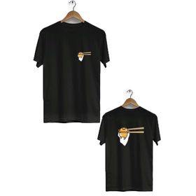 Hero Tasarım BLL3274 Siyah Yumurta Ön Arka Baskılı Bisiklet Yaka Erkek T-shirt