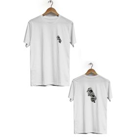 Hero Tasarım BLL328 Beyaz Heykel Ön Arka Baskılı Bisiklet Yaka Erkek T-shirt