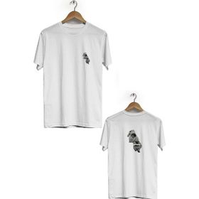 Hero Tasarım BLL328 Beyaz Heykel Ön Arka Baskılı Bisiklet Yaka Erkek T-shirt