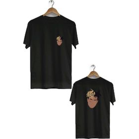 Hero Tasarım BLL3282 Siyah XXXTentacion Ön Arka Baskılı Bisiklet Yaka Erkek T-shirt