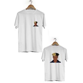 Hero Tasarım BLL3283 Beyaz XXXTentacion Ön Arka Baskılı Bisiklet Yaka Erkek T-shirt