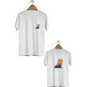 Hero Tasarım BLL329 Beyaz Simpson Ön Arka Baskılı Bisiklet Yaka Kısa Kollu Erkek T-shirt