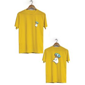Hero Tasarım BLL3292 Sarı Donut Ön Arka Baskılı Bisiklet Yaka Erkek T-shirt