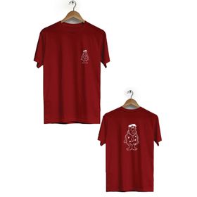 Hero Tasarım BLL3315 Bordo Fred Çakmaktaş Ön Arka Baskılı Bisiklet Yaka Kısa Kollu Erkek T-shirt