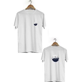Hero Tasarım BLL342 Beyaz Kurtlar Ön Arka Baskılı Bisiklet Yaka Kısa Kollu Erkek T-shirt