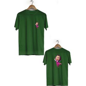 Hero Tasarım BLL3432 Haki Maşa Ön Arka Baskılı Bisiklet Yaka Kısa Kollu Erkek T-shirt