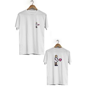 Hero Tasarım BLL3434 Beyaz Hamile Kadın Ön Arka Baskılı Bisiklet Yaka Kısa Kollu Erkek T-shirt