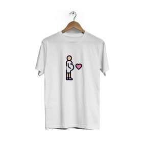 Hero Tasarım BLL3434 Beyaz Hamile Kadın Ön Arka Baskılı Bisiklet Yaka Kısa Kollu Erkek T-shirt