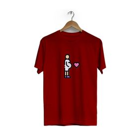 Hero Tasarım BLL3434 Beyaz Hamile Kadın Ön Arka Baskılı Bisiklet Yaka Kısa Kollu Erkek T-shirt