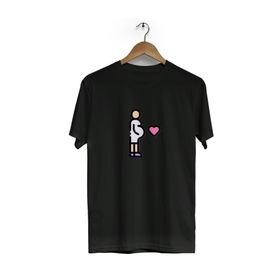 Hero Tasarım BLL3434 Beyaz Hamile Kadın Ön Arka Baskılı Bisiklet Yaka Kısa Kollu Erkek T-shirt