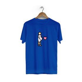 Hero Tasarım BLL3434 Beyaz Hamile Kadın Ön Arka Baskılı Bisiklet Yaka Kısa Kollu Erkek T-shirt